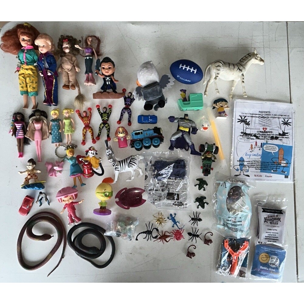 Vintage Toy Junk Drawer Lot McDonalds Thomas Batman Dolls Cars Figures Animals